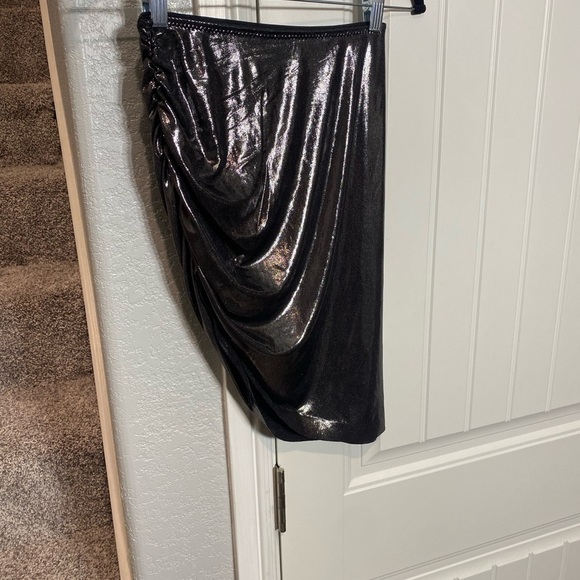 Norma Kamali Side Drape Mini Skirt in gun metal - Picture 10 of 13